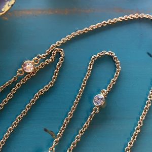 TWO Signed Vintage Givenchy Gold Tone Rhinstone Necklaces ⚡️